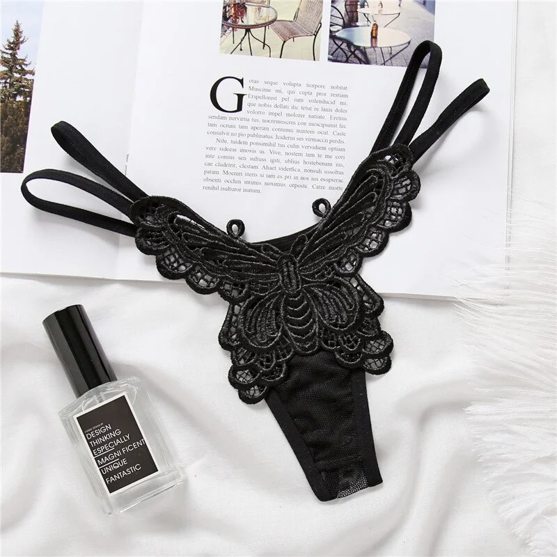 Low Waist Embroidery Hollow Out G-String