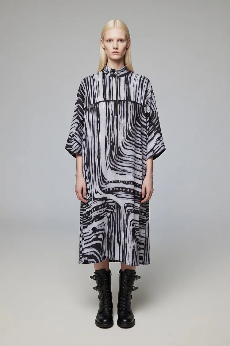 SHUHS Zip Up Tunic Dress  - 15 Recycled Water Bottles - Black