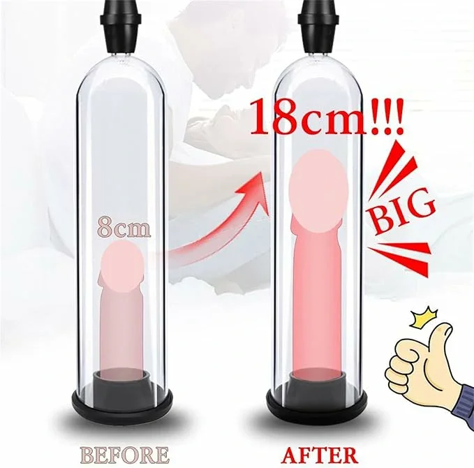 Men's Pull Bar Trainer Vacuum Penis Pump Manual Penis Enlarger Booster Device with Silicone Sleeves in 3 Sizes or Pocket Pussy(B)