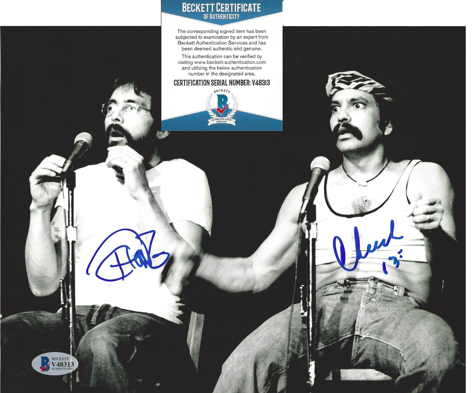 CHEECH MARIN & TOMMY CHONG SIGNED VINTAGE LIVE STAGE 8x10 Photo Poster painting B BECKETT BAS