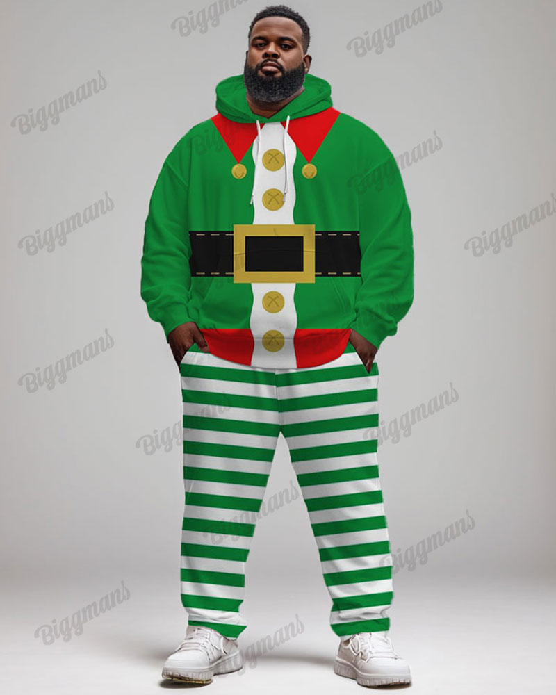 Men's Funny Cartoon Striped Print Plus Size Hoodie Suit