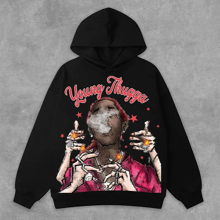 Young Thugga-Luh Lattt Graphics Print Side Pockets Hoodie SOPULA