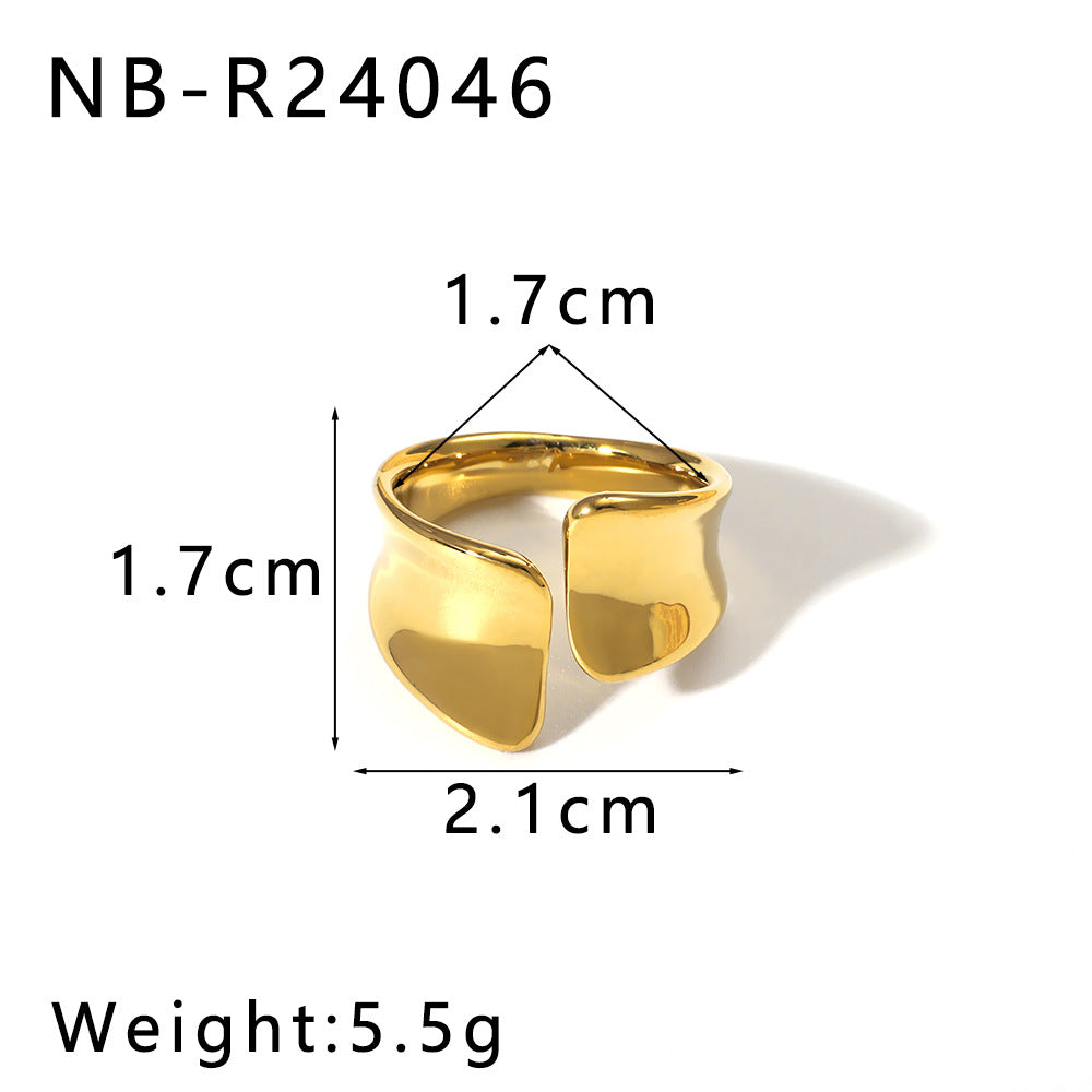2025 New Trend Water Drop Shaped Geometric Smooth Stainless Steel Open Titanium Steel Ring Ring For Women