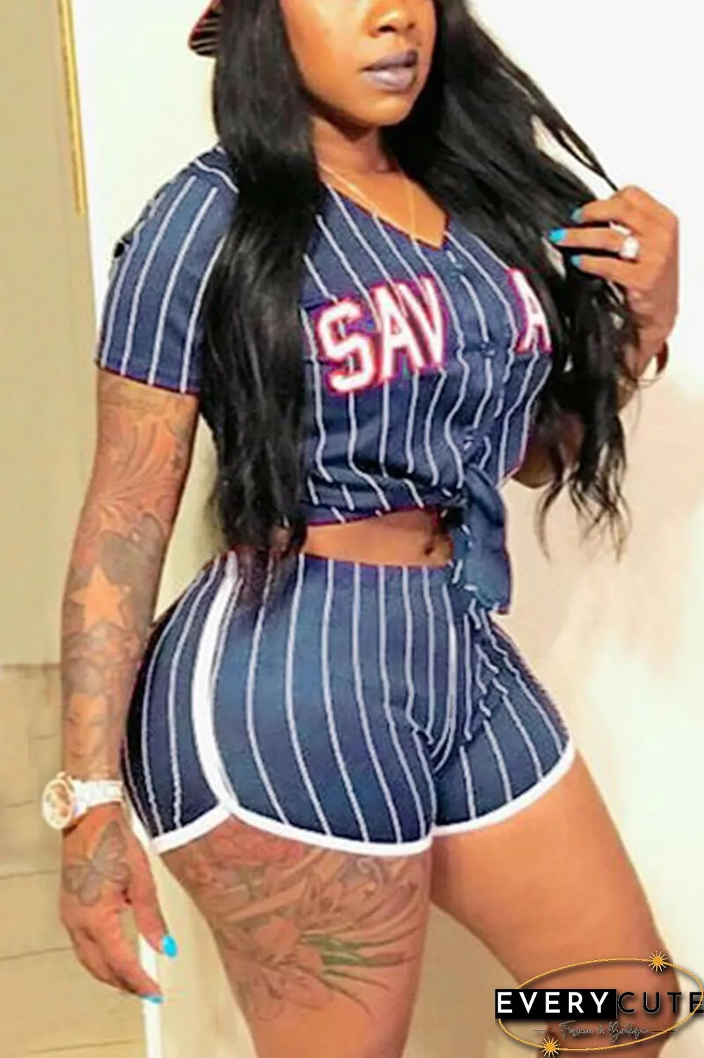 Fashion Print Sport Shorts Set