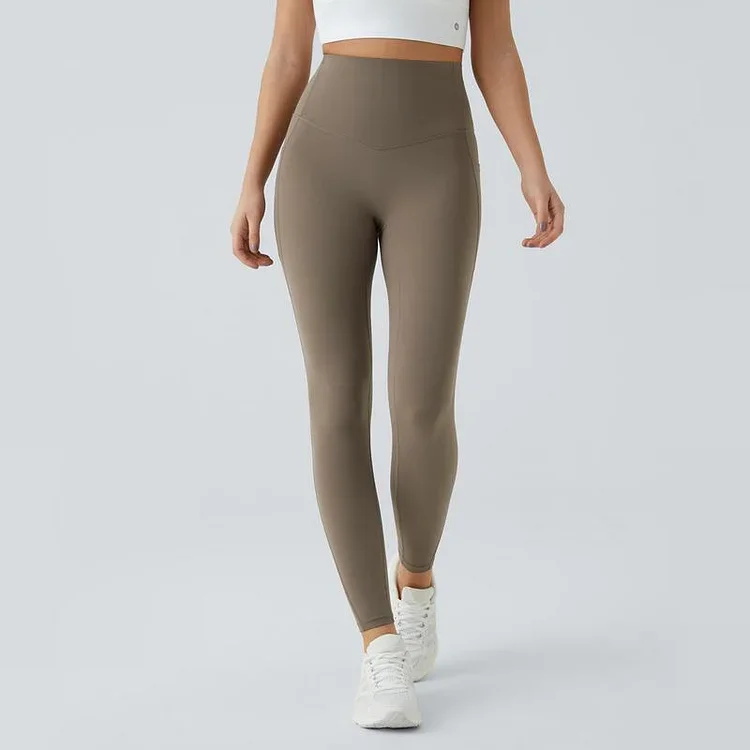 High Waisted Tummy Control Side Pocket Shaping Training Leggings