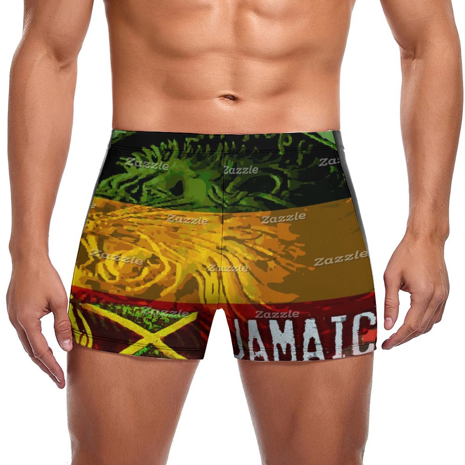 SFNEEWHO Rasta Lion Of Judah With Jamaican Flag Swim Brief Square Leg