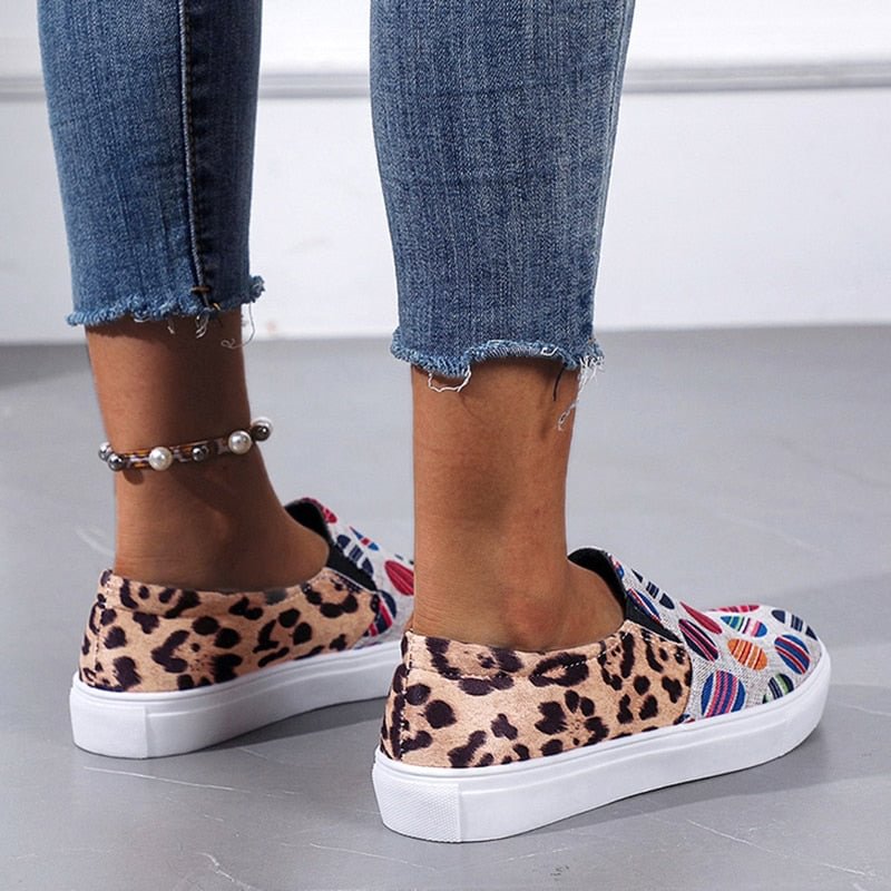 Women's Soft Sole Canvas Flats Colorful Dots Slip On Casual Shoes Woman 2022 Spring Summer Loafers For Women Plus Size 43