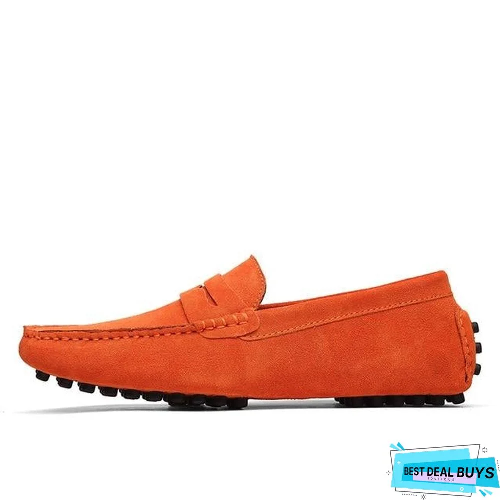 Men's Soft Loafers Moccasins Genuine Leather Flats Driving Shoes