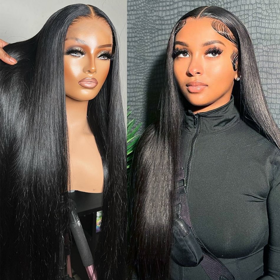 13x4 13x6 Straight Lace Front Human Hair Wigs Remy Brazilian Transparent Bone Straight 30 32 inch Lace Closure Wig For Women US Mall Lifes