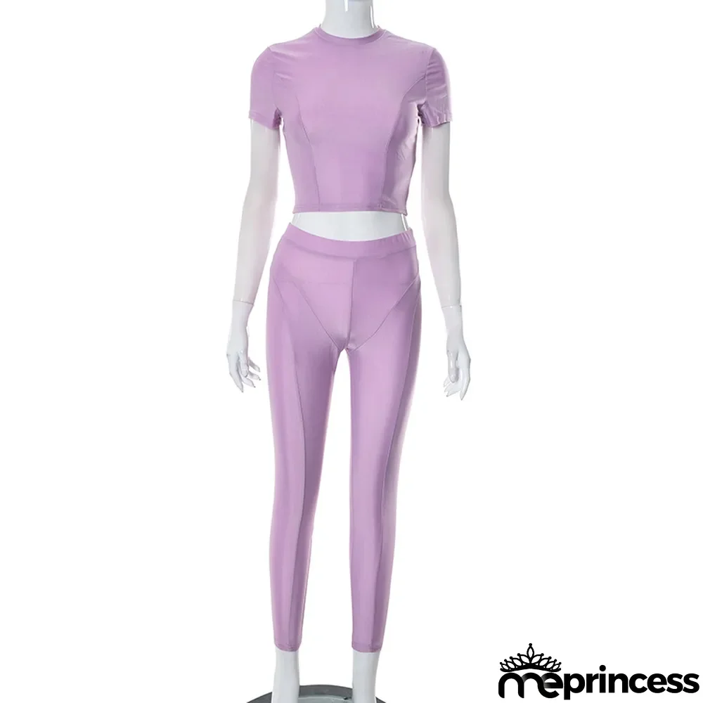 Women Summer Short Sleeve T-Shirt And Trousers Casual Two-Piece Set