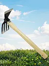 Mini Hoe and Cultivator with Wooden Handle Dual-purpose Hoe Garden Rake Tool