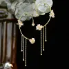 Boucles D'oreilles Fleur Papillon &Eacute;l&eacute;gantes Avec Pompons