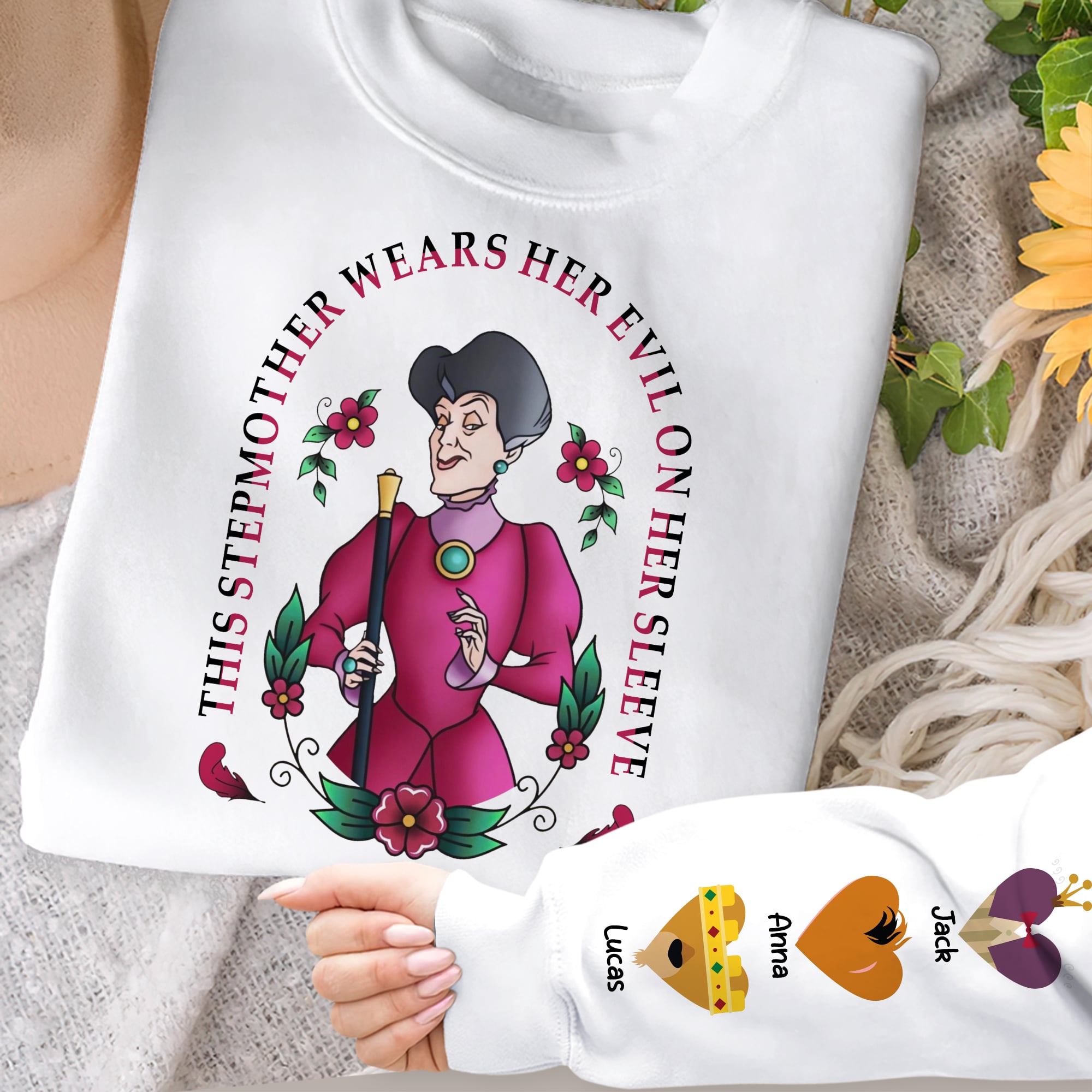 Loveyoufancy Personalized Gifts For Mom Shirt This Stepmother Wears Her Evil On Her Sleeve