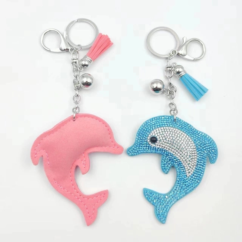 Beach Dolphin Flannel Unisex Keychain