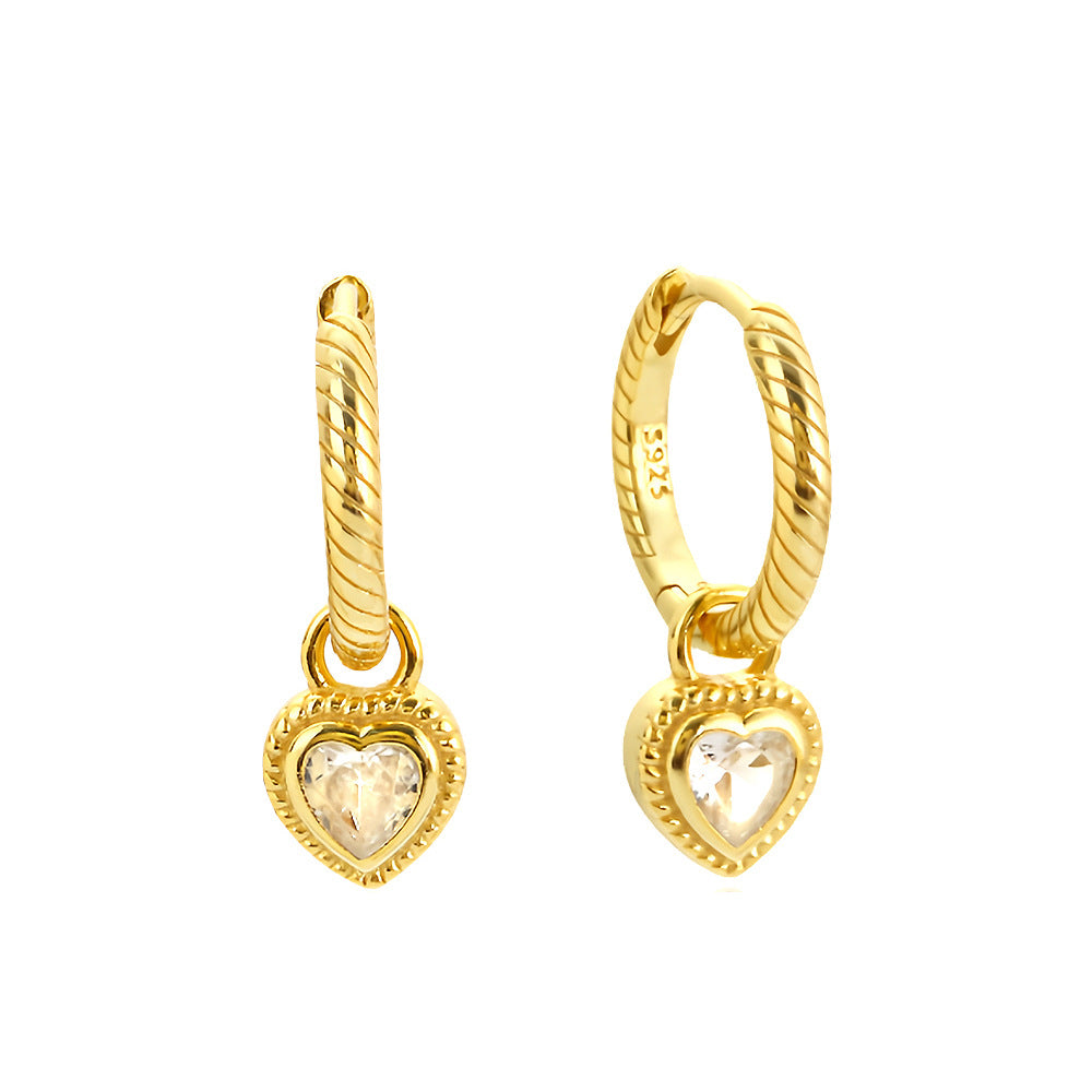 925 Sterling Silver Moderate Luxury Heart Heart Silver Electroplating Earrings