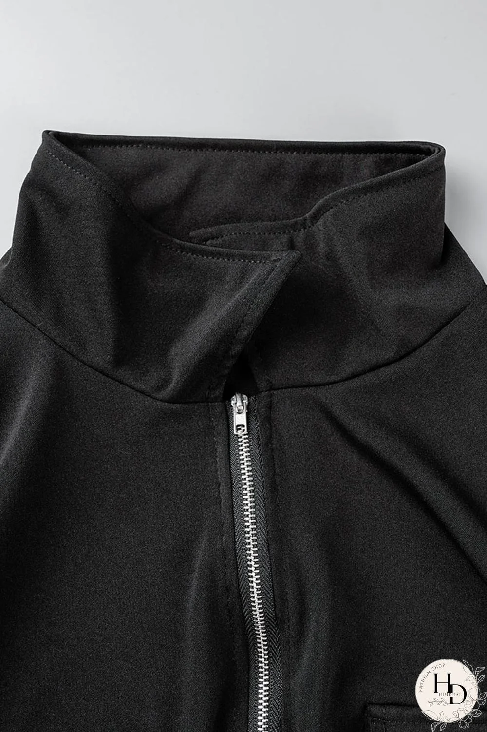 Black Casual Solid Patchwork Turndown Collar Plus Size Two Pieces