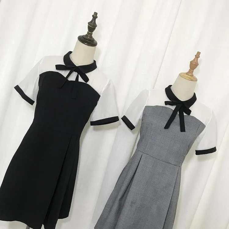 Black Elegant Bow Laced Dress SP1710342