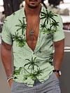 Men's Hawaiian Landscape Palm Tree Print Short Sleeve Shirt