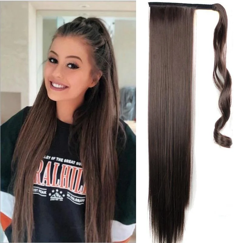Chemical Fiber Velcro Straight Ponytail Wig Women