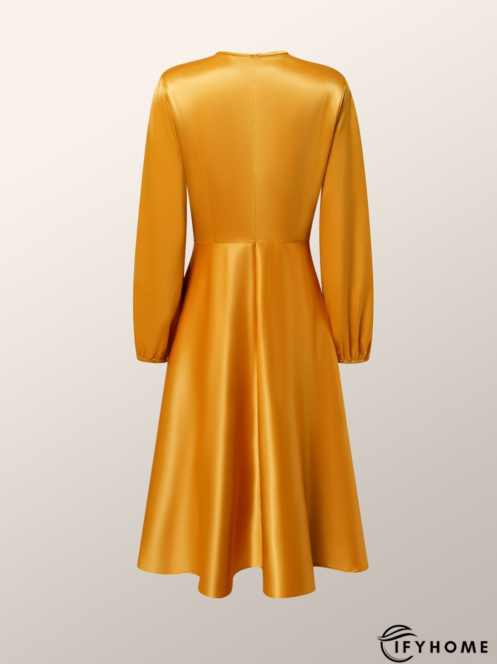 Regular Fit Plain Crew Neck Long sleeve Dress | IFYHOME