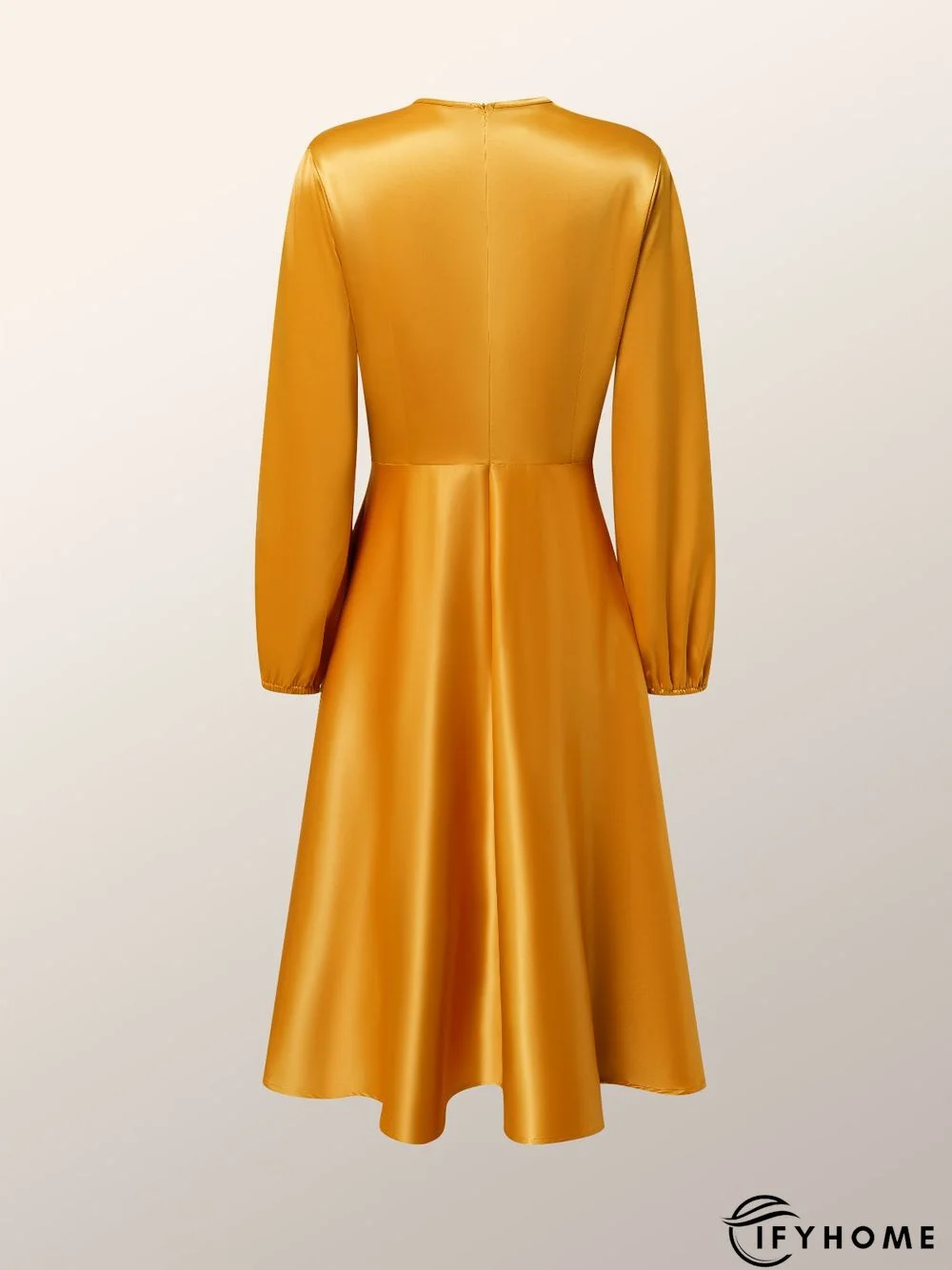 Regular Fit Plain Crew Neck Long sleeve Dress | IFYHOME