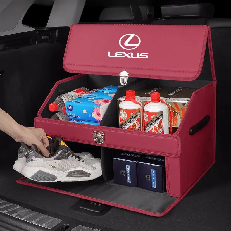 Car double layer trunk nappa leather storage box