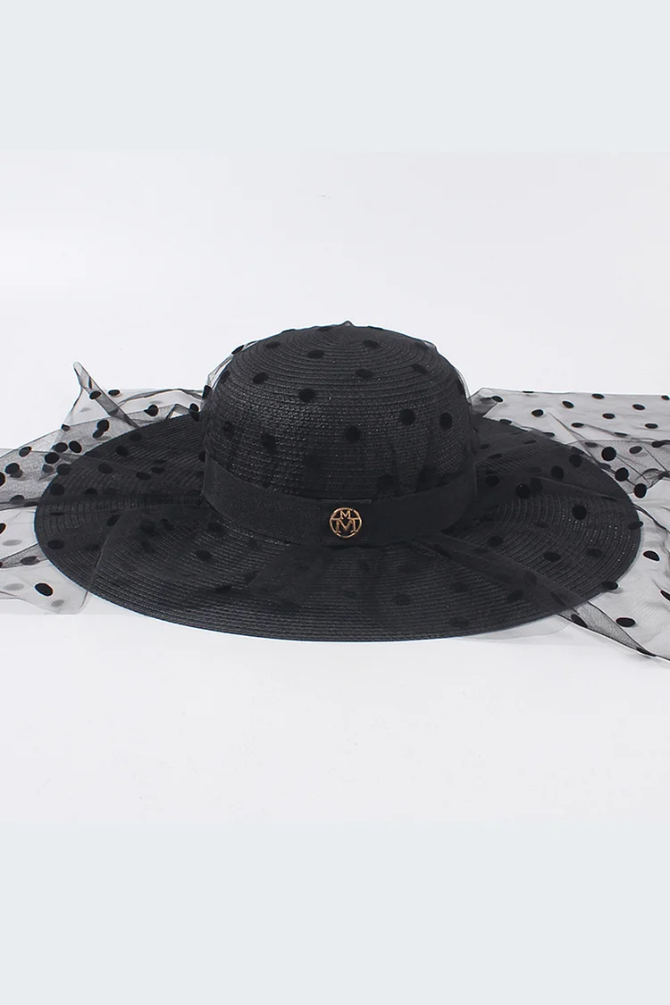 1950s Black Vacation Retro Large Eaves Straw Hats