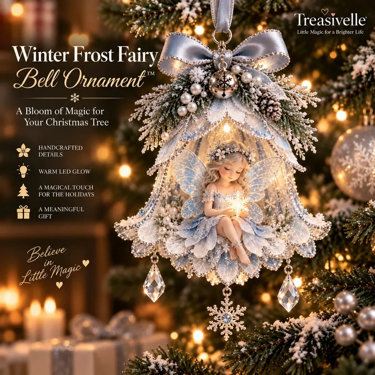 Winter Frost Fairy Bell Ornament