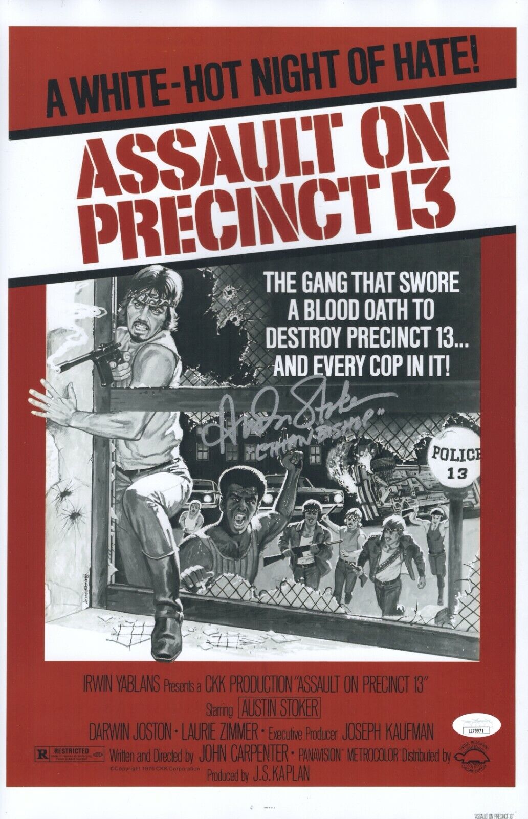 AUSTIN STOKER Signed ASSAULT ON PRECINCT 13 Photo Poster painting 11x17 Autograph JSA COA Cert