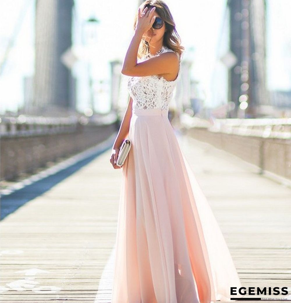 Lace Stitched Chiffon Extra Long Dress | EGEMISS
