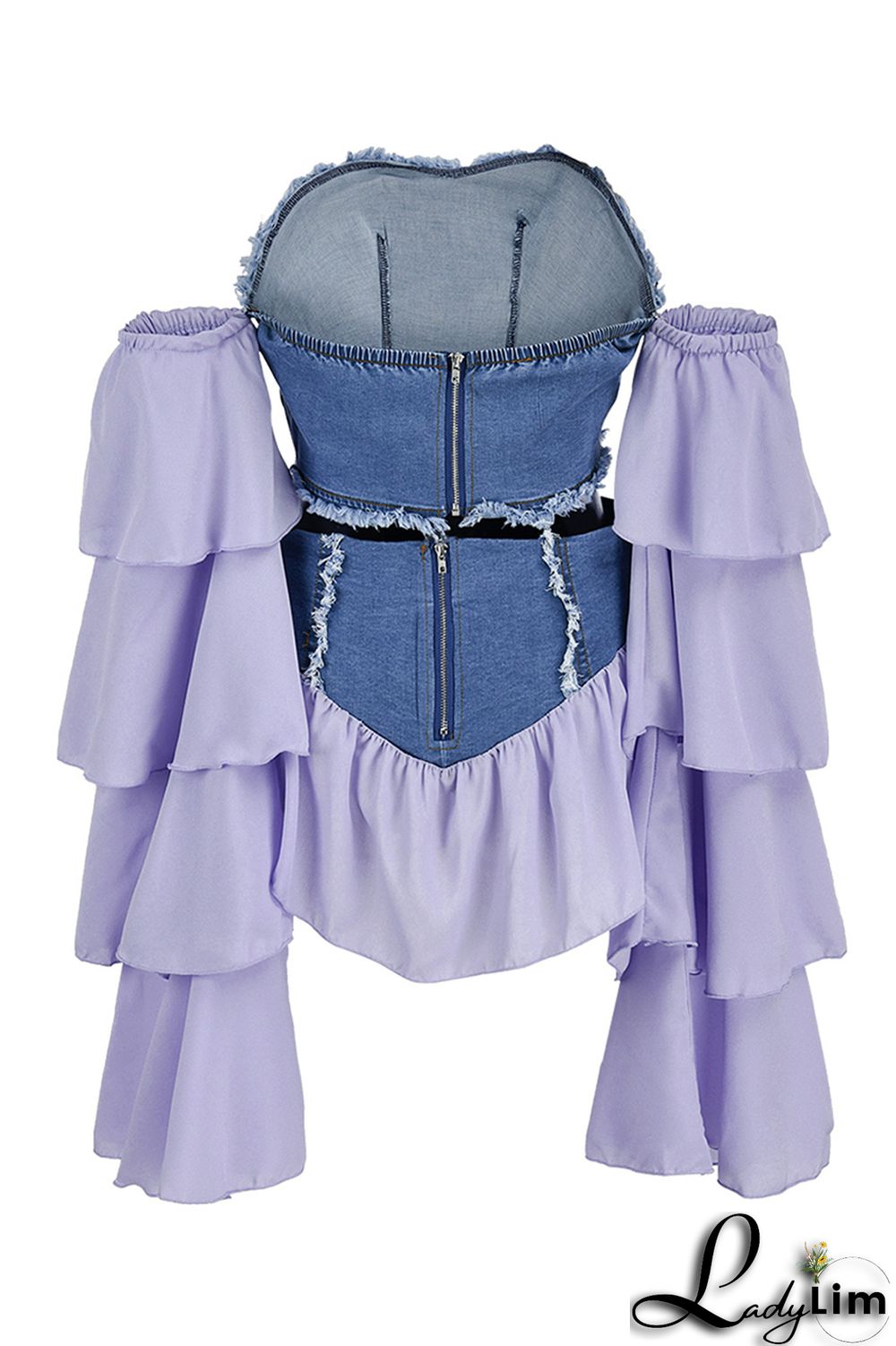 Yellow Fashion Sexy Patchwork Backless Off the Shoulder Long Sleeve Two Pieces