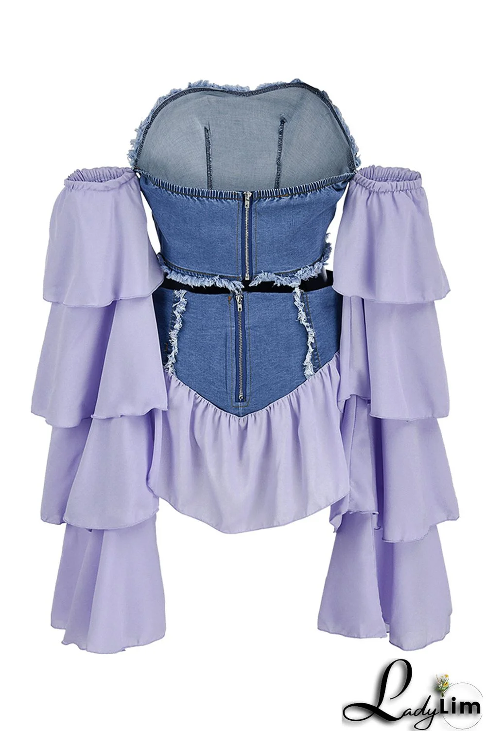 Yellow Fashion Sexy Patchwork Backless Off the Shoulder Long Sleeve Two Pieces