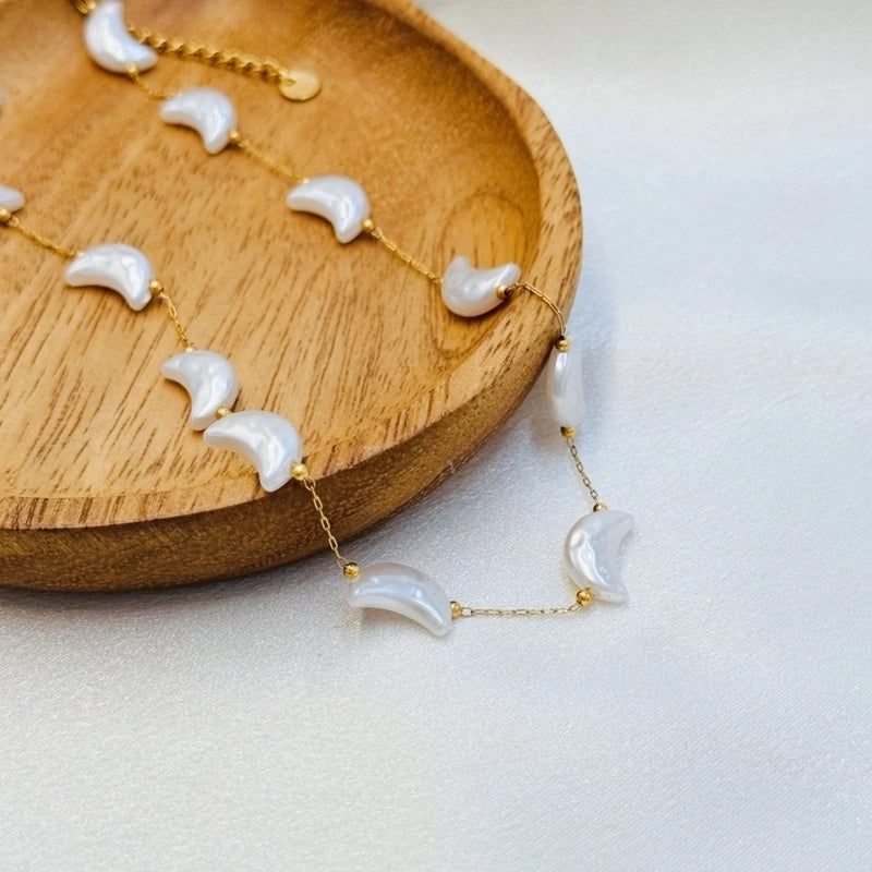 2 Pieces Casual Marine Style Geometric 304 Stainless Steel Imitation Pearl Stainless Steel Necklaces