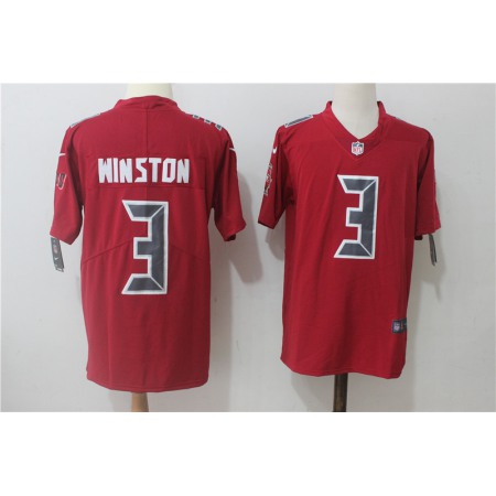 Men's  Tampa Bay Buccaneers #3 Jameis Winston Red Stitched NFL Limited Rush Jersey