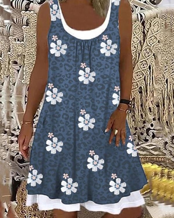Sexy Round Neck Loose Printed Dress