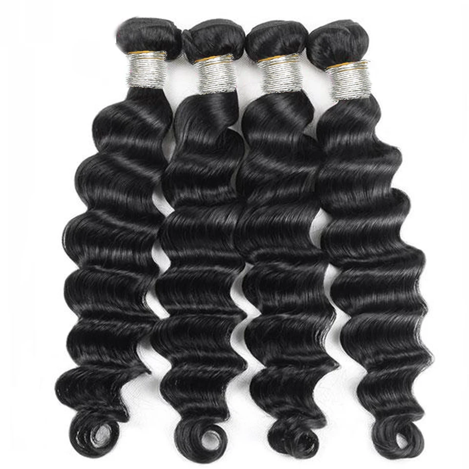 100% Virgin Hair Loose Deep Wave 4 Bundles 12A Human Hair Weave Extensions