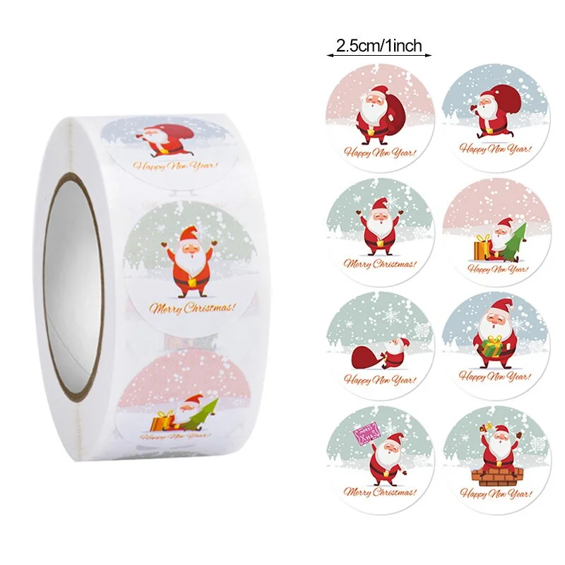 500pcs Merry Christmas Stickers Christmas Tree Elk Candy Bag Sealing Sticker Christmas Gifts Box Labels Decorations New Year