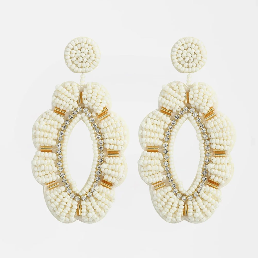 Dvacaman Boho Handmade Beaded Leaf Parrot Pendant Earrings for Women 2022 New Design Wedding Jewelry Korean Drop Dangle Earrings