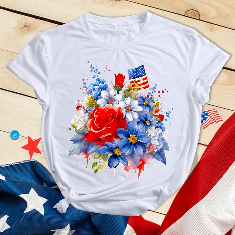 Multicolor Flower Theme T-shirt-BSTC1245