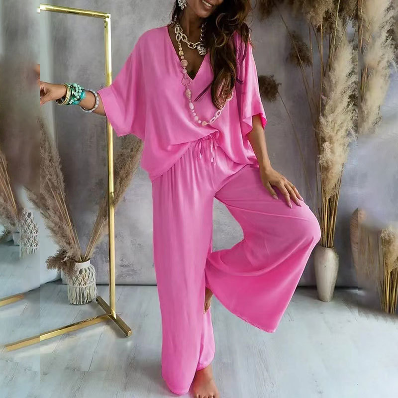Korytires fairy dress women Y2K INS Long Sleeve V Neck Shirt Top Wide Leg Pants Loose Tracksuit Outfits Elegant Two Piece Set for Women 2025
