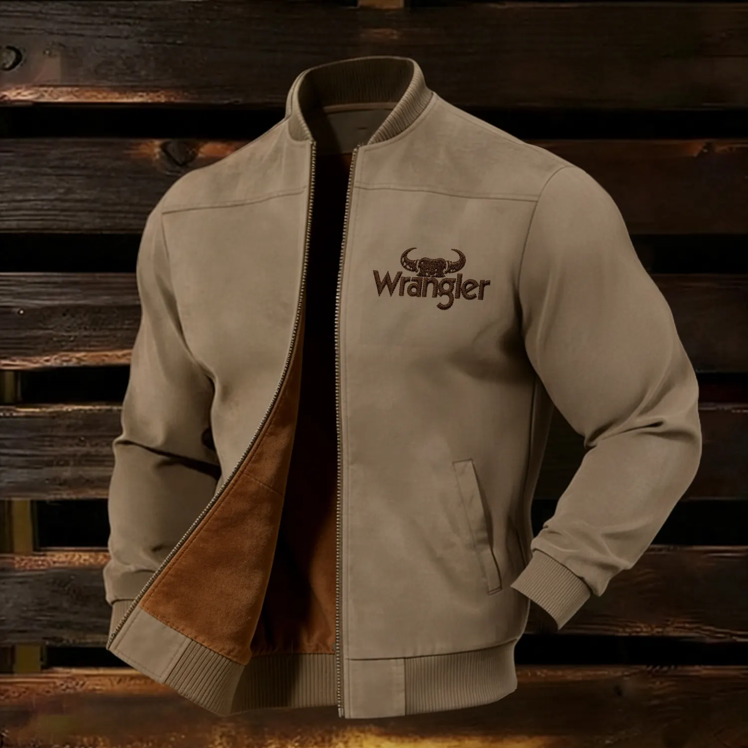 Classic Western Ranch Vibe Suede Jacket With Small Prints