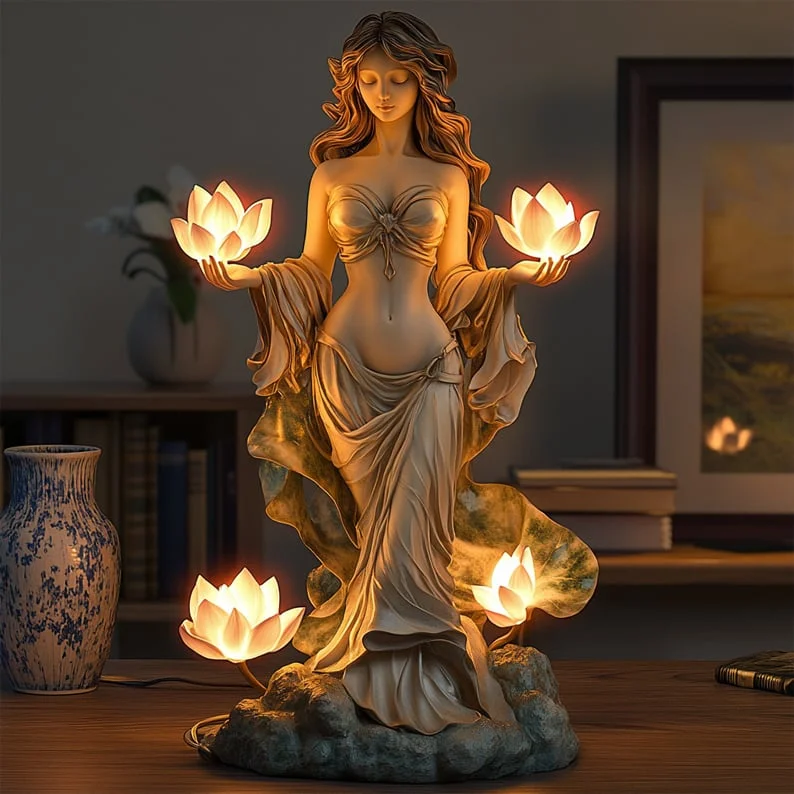 Divine Lotus Goddess Table Lamp