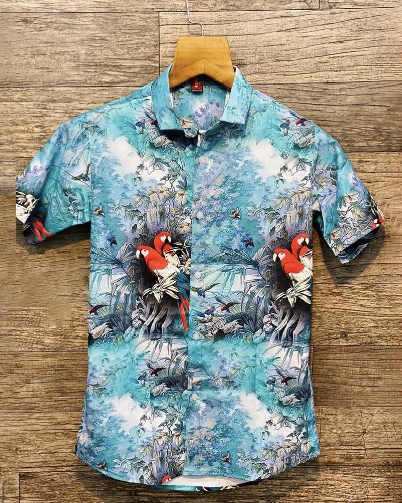 Men Parrot Rainforest Casual Shirts