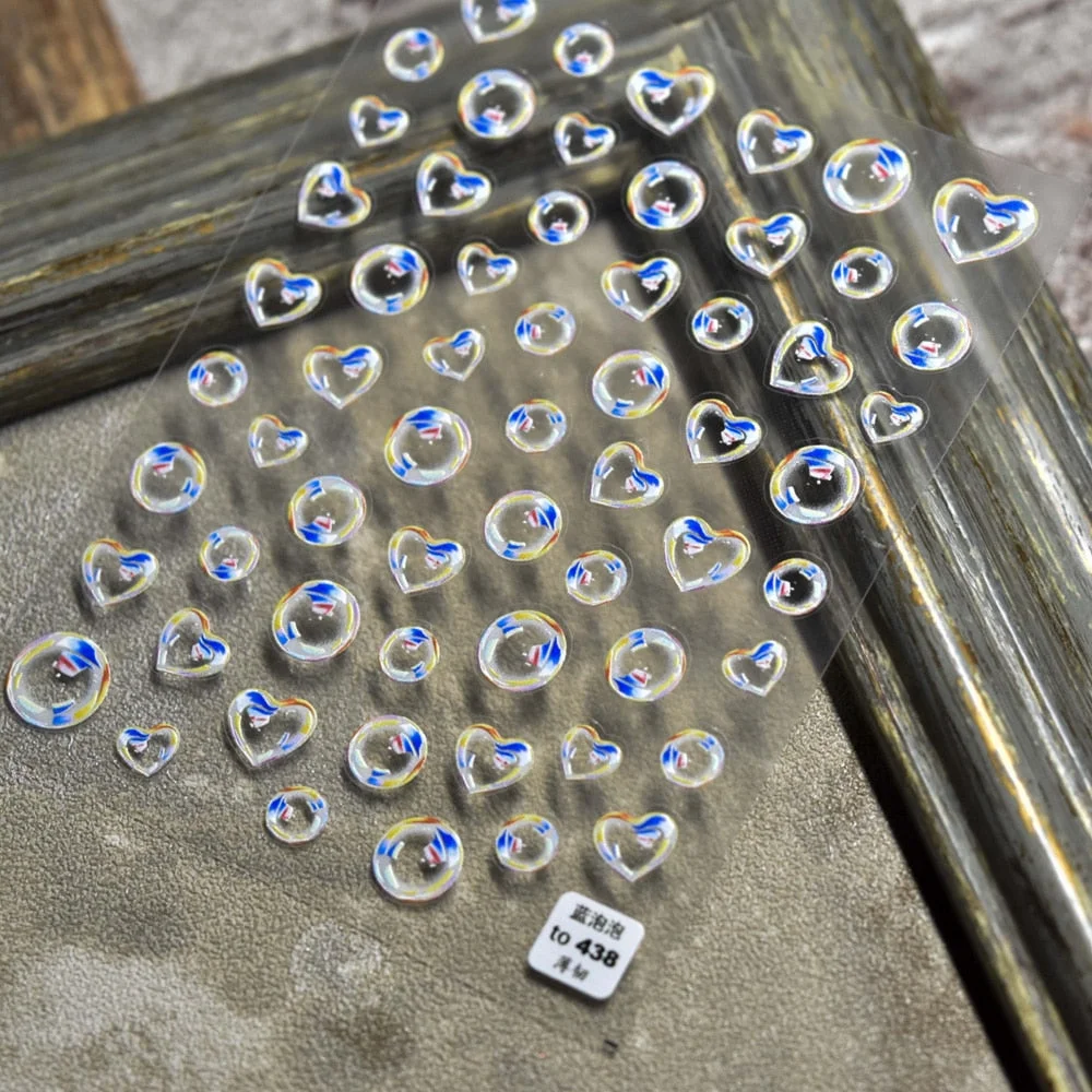 Beautizon Bubble Cute Image Quality 3D Engraved Nail Stickers Nail Art Decorations Nail Decals Design