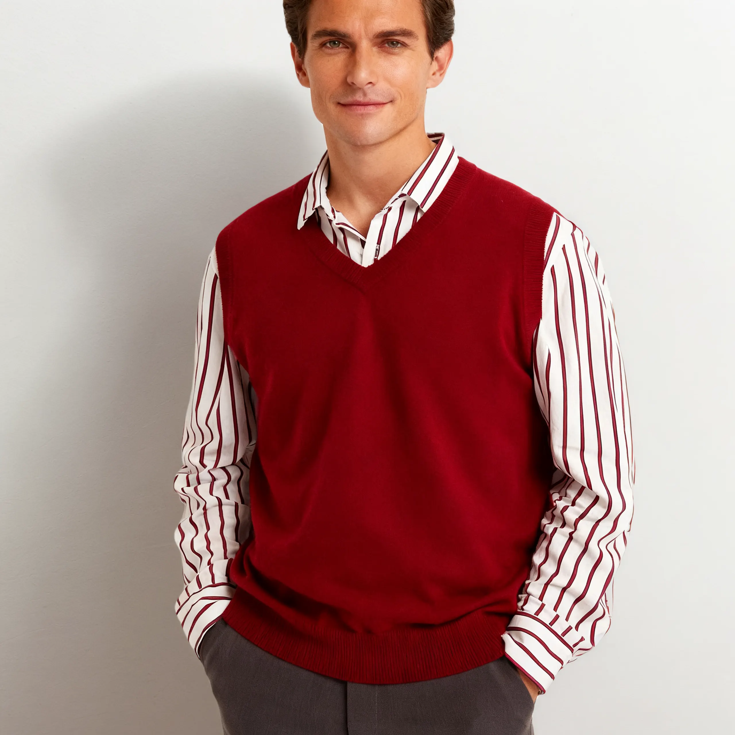 V Neck Men's Cashmere Vest REAL SILK LIFE