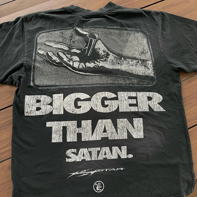 Vintage Bigger Than Satan Graphic Acid Wash T-shirt