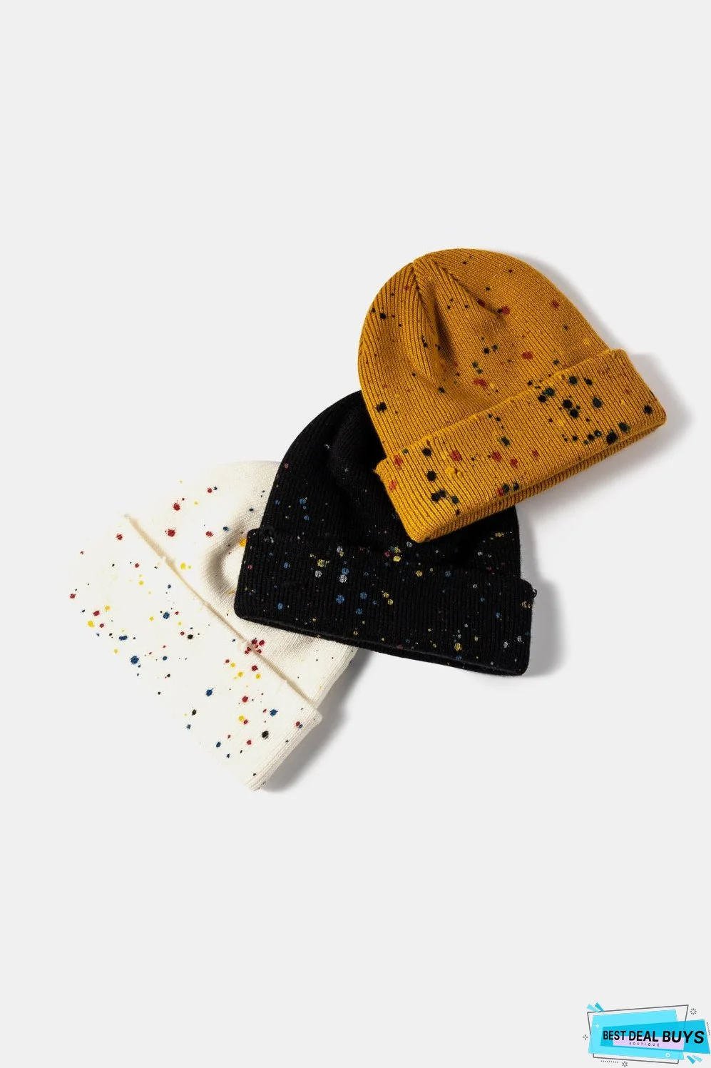Confetti Rib-Knit Cuff Beanie