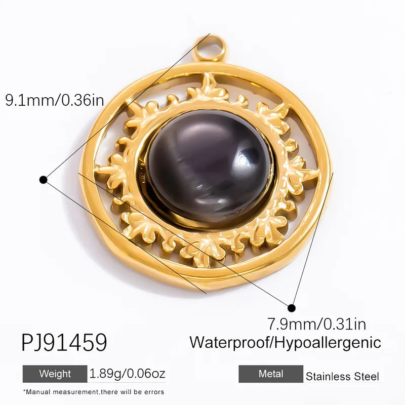 1 Piece 6.7*9.9mm 304 Stainless Steel Natural Stone Geometric Pendant Jewelry Accessories