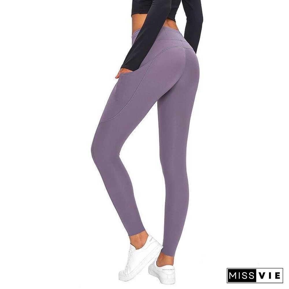 High Waist Yoga Pants With Pockets Sport Leggings Women Tummy Control Workout Running 4 Way Stretch Gym Leggings