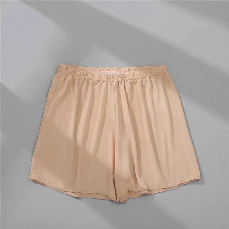 FINETOO Women's Underwear Ice Silk Safety Short Plus Size Ruffle Seamless High Waist Woman Panty Lady Anti Chafing Summer Briefs